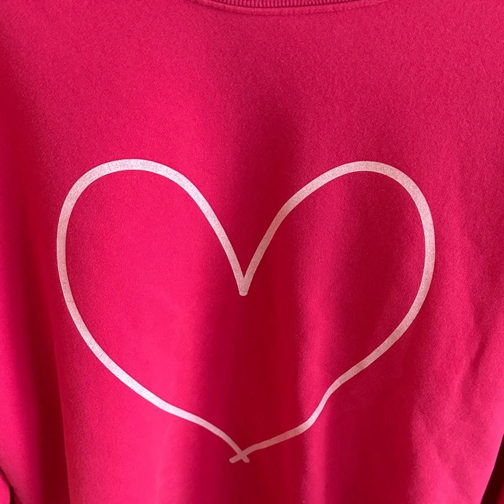Pink Lily Heart Outline Hot Pink Oversized Sweatshirt